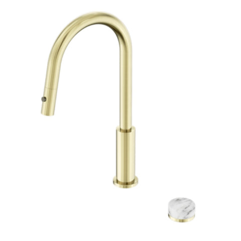 Nero Serenity Progressive Pull Out kitchen Set w/ Arabescato Corchia Handle Brushed Gold 24E058BG