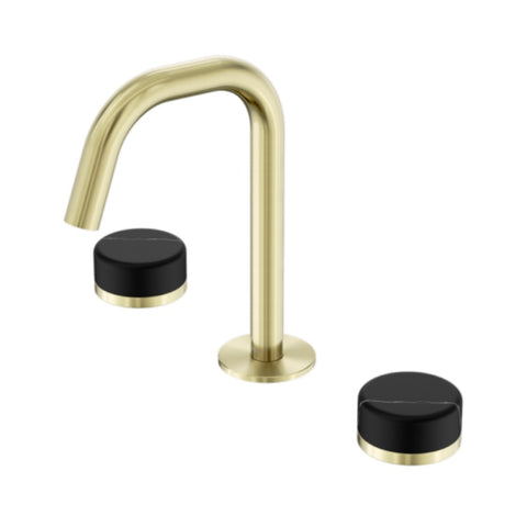 Nero Serenity Basin Set Edge Spout w/ Marquina Black Handle Brushed Gold 24D119BG