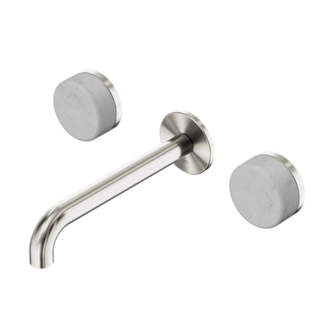 Nero Serenity Wall Basin Set 220mm Spout w/ Carrara Handle Brushed Nickel 24D047BN