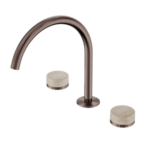 Nero Serenity Bath/Kitchen Set Arc Spout w/ Rome Travertine Handle Brushed Bronze 24D019BZ