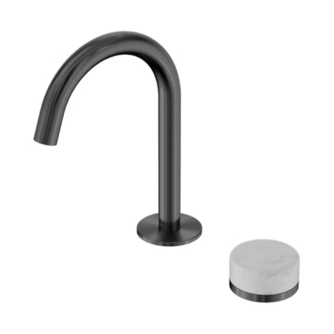 Nero Serenity Progressive Basin Mixer Arc Spout w/ Carrara Handle Gunmetal 24E031GM
