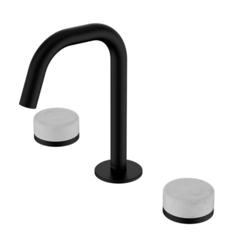 Nero Serenity Basin Set Edge Spout w/ Carrara Handle Matte Black 24D023MB