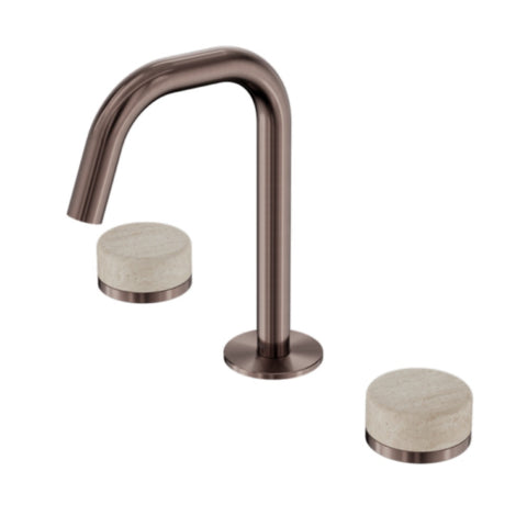 Nero Serenity Basin Set Edge Spout w/ Rome Travertine Handle Brushed Bronze 24D025BZ