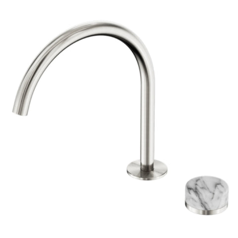 Nero Serenity Progressive Bath/Kitchen Mixer Arc Spout w/ Arabescato Corchia Handle Brushed Nickel 24E040BN