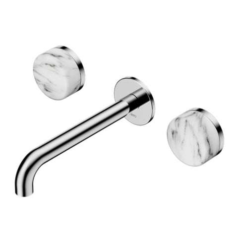 Nero Serenity Wall Basin Set 220mm Spout w/ Arabescato Corchia Handle Chrome 24D050CH