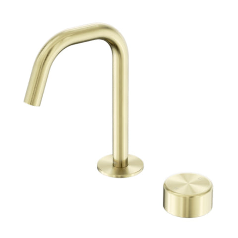 Nero Serenity Progressive Basin Mixer Edge Spout w/ Metal Handle Brushed Gold 24E048BG