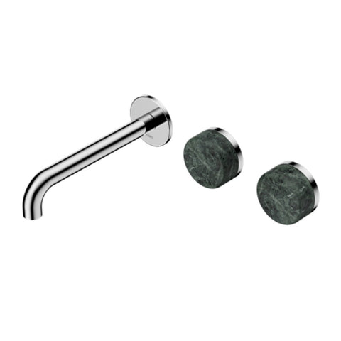Nero Serenity Wall Basin Set 220mm Offset Spout w/ Verde Alpi Handle Chrome 24D066CH