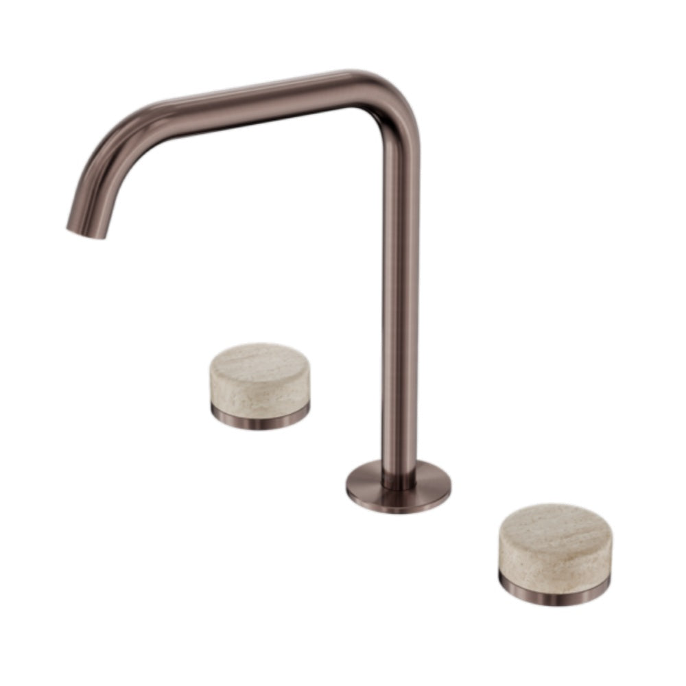 Nero Serenity Bath/Kitchen Set Edge Spout w/ Rome Travertine Handle Brushed Bronze 24D031BZ