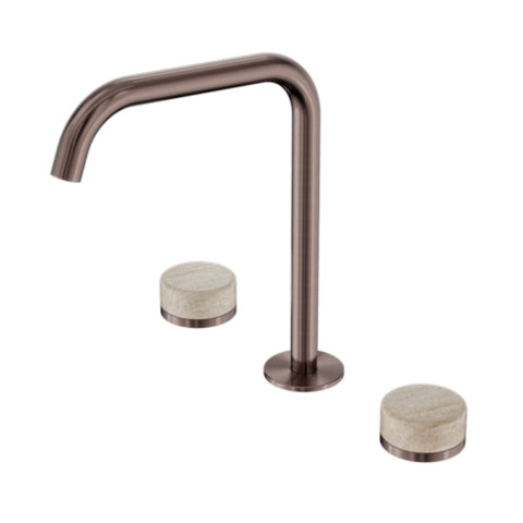Nero Serenity Bath/Kitchen Set Edge Spout w/ Rome Travertine Handle Brushed Bronze 24D031BZ