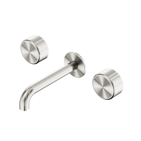 Nero Serenity Wall Basin Set 220mm Spout w/ Metal Handle Brushed Nickel 24D052BN