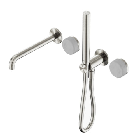 Nero Serenity Progressive Shower System w/ Spout w/ Carrara Handle And Slim Shower Brushed Nickel 24E007BN