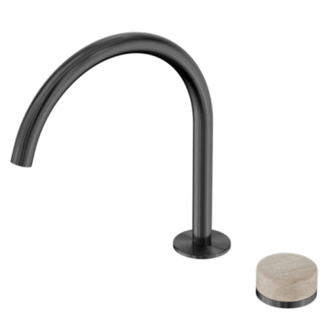 Nero Serenity Progressive Bath/Kitchen Mixer Arc Spout w/ Rome Travertine Handle Gunmetal 24E039GM