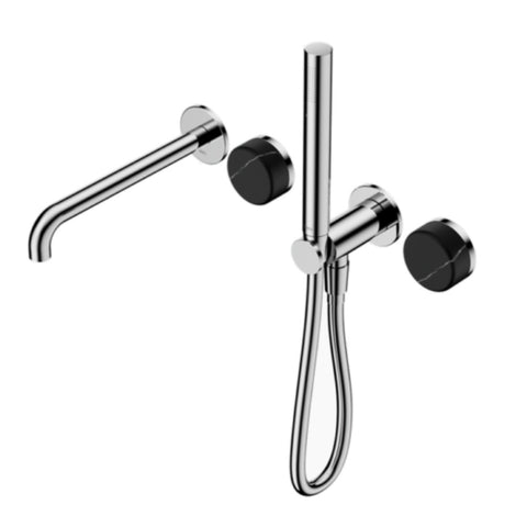 Nero Serenity Progressive Shower System w/ Spout w/ Marquina Black Handle And Slim Shower Chrome 24E129CH