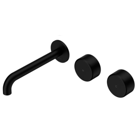 Nero Serenity Wall Basin Set 220mm Offset Spout w/ Metal Handle Matte Black 24D070MB