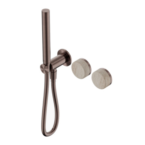 Nero Serenity Progressive Shower System w/ Rome Travertine Handle And Slim Shower Brushed Bronze 24E021BZ