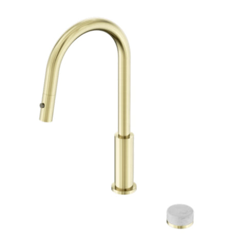 Nero Serenity Progressive Pull Out kitchen Set w/ Carrara Handle Brushed Gold 24E055BG