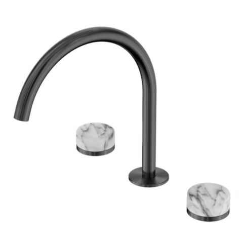 Nero Serenity Bath/Kitchen Set Arc Spout w/ Arabescato Corchia Handle Gunmetal 24D020GM