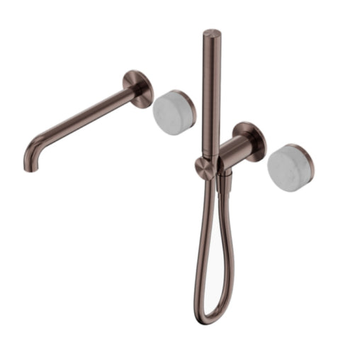 Nero Serenity Progressive Shower System w/ Spout w/ Carrara Handle And Slim Shower Brushed Bronze 24E007BZ