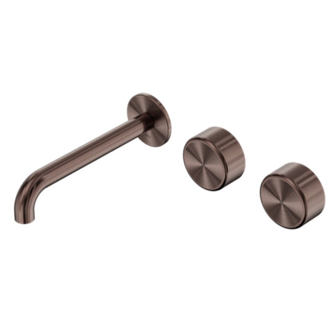 Nero Serenity Wall Basin Set 185mm Offset Spout w/ Metal Handle Brushed Bronze 24D064BZ