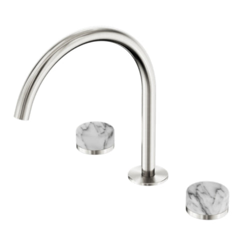 Nero Serenity Bath/Kitchen Set Arc Spout w/ Arabescato Corchia Handle Brushed Nickel 24D020BN
