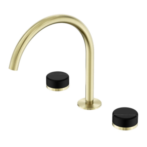 Nero Serenity Bath/Kitchen Set Arc Spout w/ Marquina Black Handle Brushed Gold 24D118BG