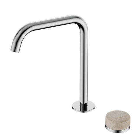 Nero Serenity Progressive Bath/Kitchen Mixer Edge Spout w/ Rome Travertine Handle Chrome 24E051CH