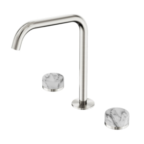 Nero Serenity Bath/Kitchen Set Edge Spout w/ Arabescato Corchia Handle Brushed Nickel 24D032BN
