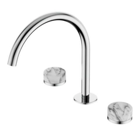 Nero Serenity Bath/Kitchen Set Arc Spout w/ Arabescato Corchia Handle Chrome 24D020CH