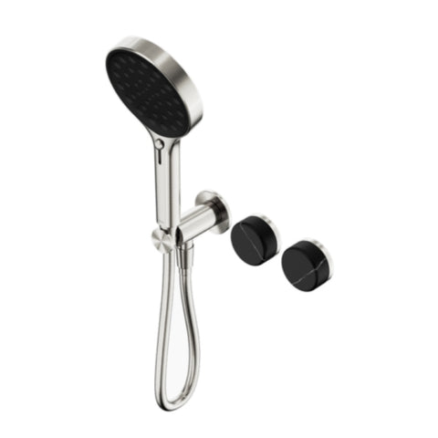Nero Serenity Progressive Shower System w/ Marquina Black Handle And Serenity Hand Shower Brushed Nickel 24E132BN
