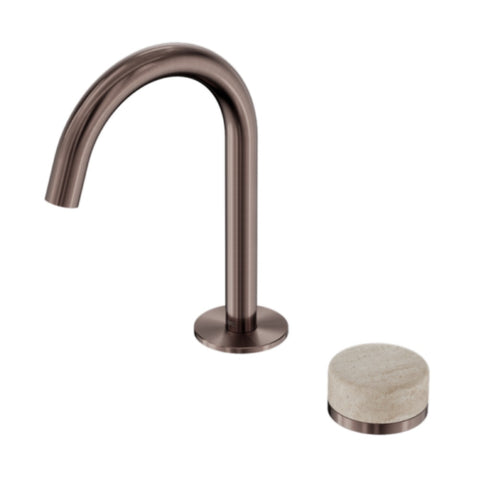 Nero Serenity Progressive Basin Mixer Arc Spout w/ Rome Travertine Handle Brushed Bronze 24E033BZ