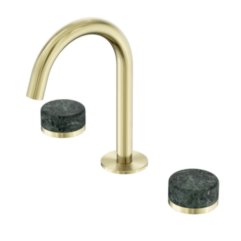 Nero Serenity Basin Set Arc Spout w/ Verde Alpi Handle Brushed Gold 24D012BG