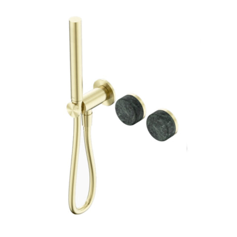 Nero Serenity Progressive Shower System w/ Verde Alpi Handle And Slim Shower Brushed Gold 24E020BG