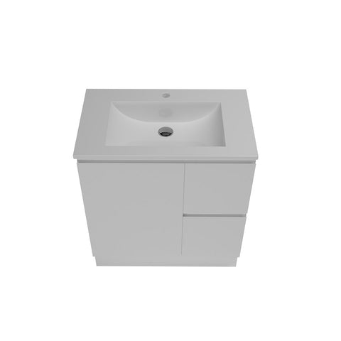 Timberline Nevada Quickship 750mm Single Bowl (Right Drawers) 1TH Vanity Floor Standing Alpha Ceramic White NEVQ-V-750-C-APH-F