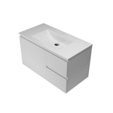 Timberline Nevada Quickship 900mm Single Bowl (Right Drawers) 1TH Vanity Wall Hung Alpha Ceramic White NEVQ-V-900-C-APH-W