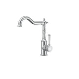 Ikon Clasico Sink Mixer with Ceramic White Handle Brushed Nickel HYB868-102A-BN