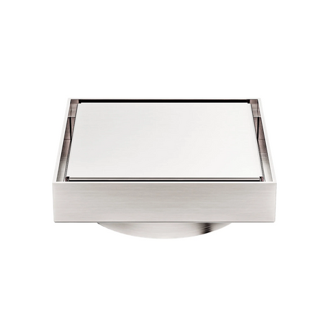 Nero Square Tile Insert Floor Waste 130mm (100mm Outlet) Brushed Nickel NRFW008BN