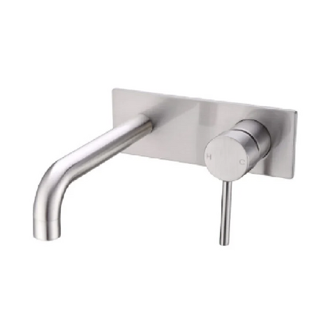 Amelie Wall Basin/Bath Mixer Pin with Plate 215mm Spout Brushed Nickel BDO250810bBN