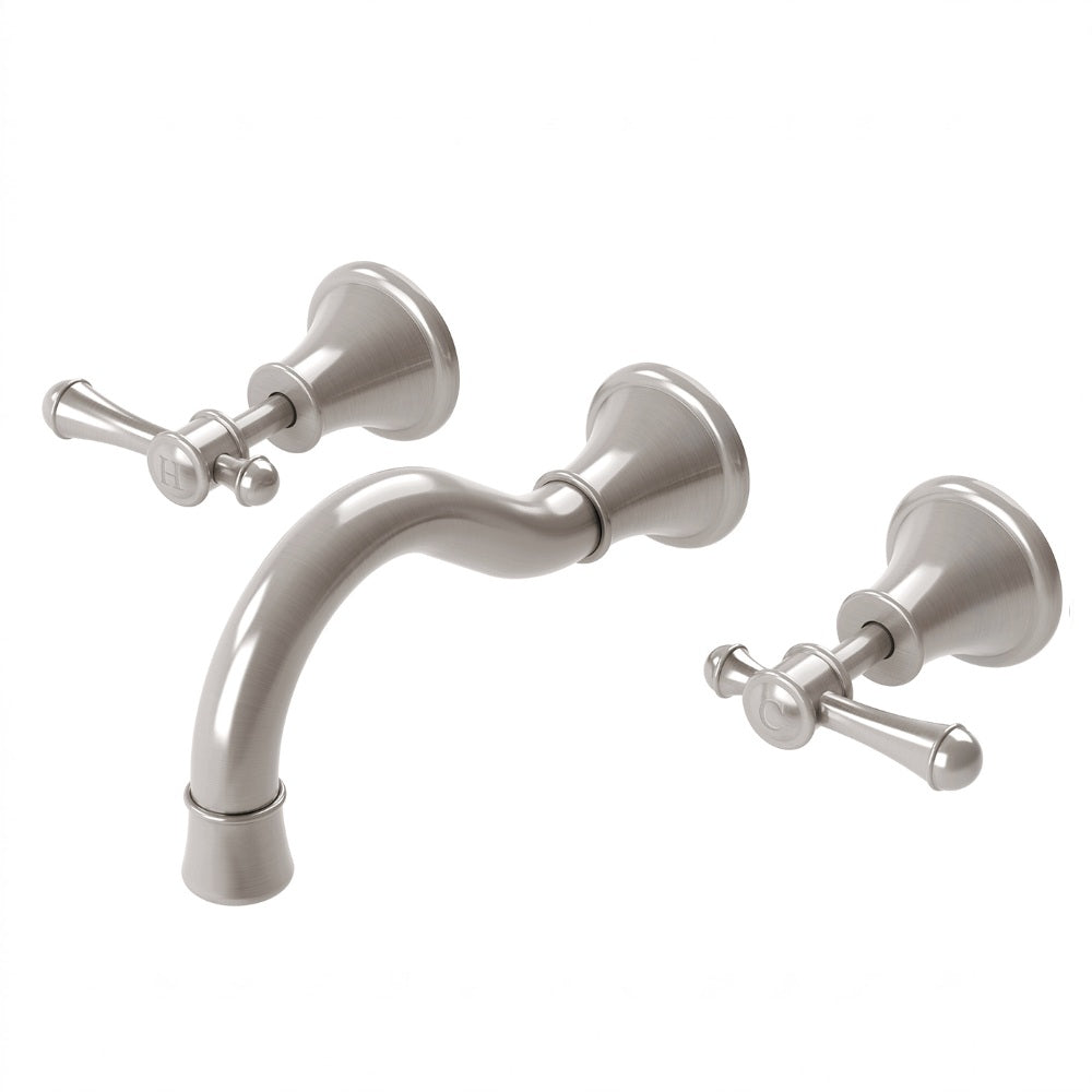 Phoenix Nostalgia Lever Basin / Bath Set 180mm Shepherds Crook Brushed Nickel NS1127-40-1