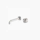 Nero Kara Progressive Wall Basin/Bath Mixer Separate Back Plate 120mm Brushed Nickel NR271907a120BN