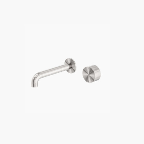 Nero Kara Progressive Wall Basin/Bath Mixer Separate Back Plate 120mm Brushed Nickel NR271907a120BN