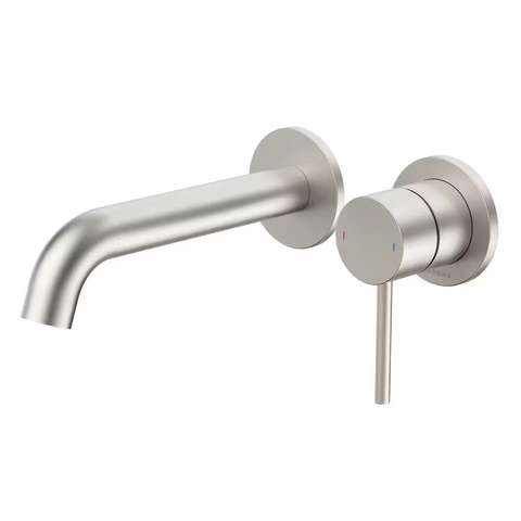 Caroma Liano II Wall Basin / Bath 175mm Mixer - 2 x Round Cover Plates - (Body & Trim) - Lead Free Brushed Nickel 96344BN6AF
