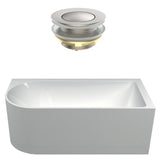 Seima Plati 110 Right Corner Freestanding Bath 1500mm Gloss White + Flexiwaste Overflow Kit & Pop-Out Waste Brushed Nickel 192850