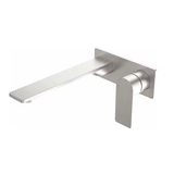 Caroma Urbane II Wall Basin / Bath Mixer 220mm (Body & Trim) - Rectangular Cover Plate -Lead Free Brushed Nickel 99642BN6AF