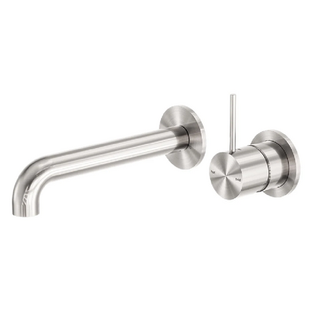 Nero Mecca Wall Basin / Bath Set 185mm (Separate Plates) Handle Up Trim Kits Only Brushed Nickel NR221910D185TBN