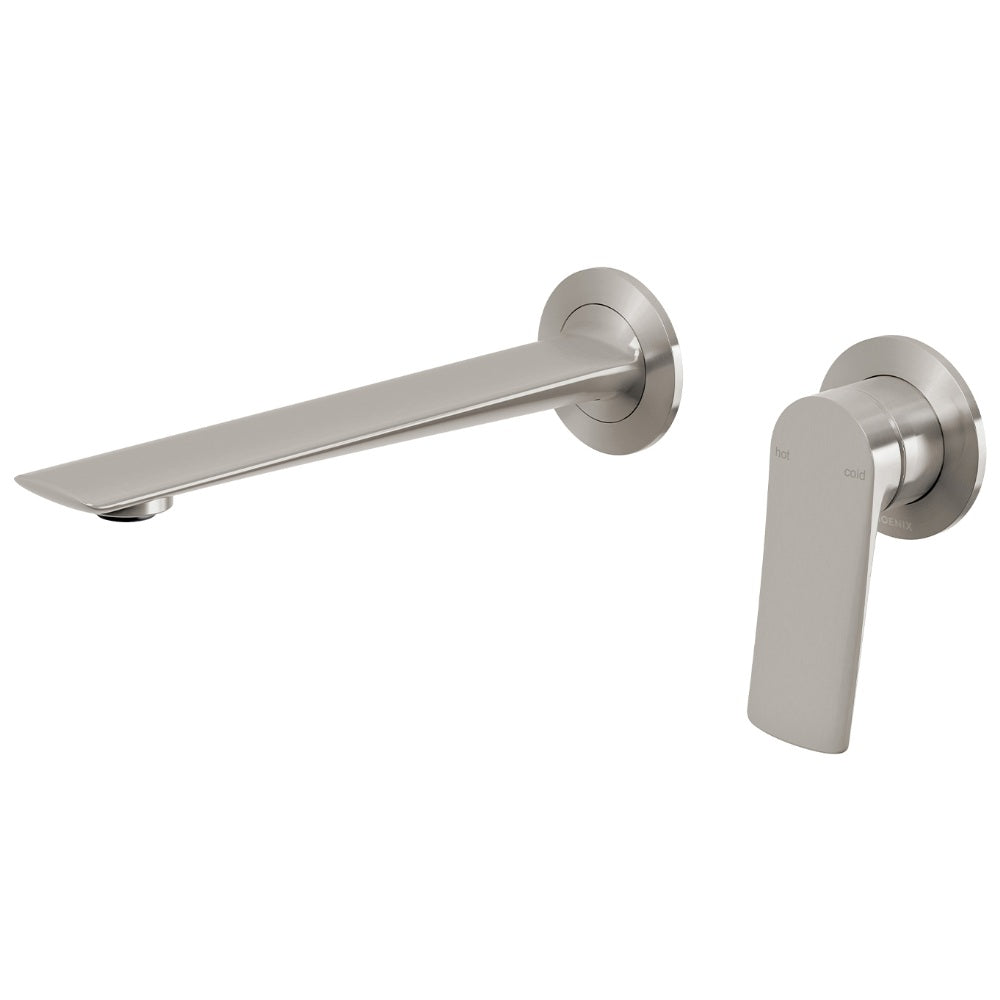 Phoenix Kusabi Switchmix Wall Basin / Bath Mixer Set 200mm Fit-Off Kit Brushed Nickel 138-2812-40-1