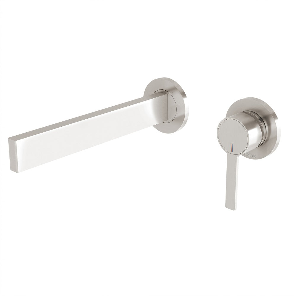 Phoenix Lexi Mkii Switchmix Wall Basin Mixer Set 200mm Fit-Off Kit Brushed Nickel 123-2812-40-1