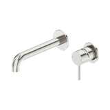 Amelie Royale II Pin Wall Basin/Bath Mixer Pin Separate Back Plate 185mm Curved Spout (Full Kit)  Brushed Nickel BDO25B016BN