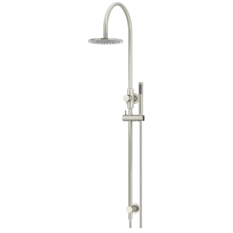 Meir Round Overhead Shower Rail - Single Function Hand Shower Set Brushed Nickel MZ0904-R-PVDBN