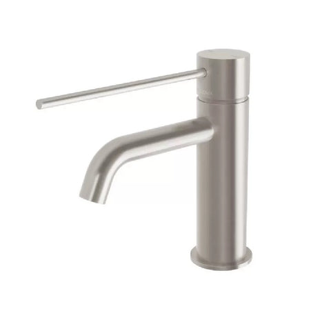 Phoenix Vivid Slimline Basin Mixer Curved Outlet with Extended Lever Brushed Nickel 114-7701-40