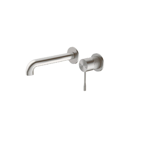 Nero Opal Wall Basin/Bath Mixer 230mm Spout Separate Back Plate Brushed Nickel NR251907B230BN